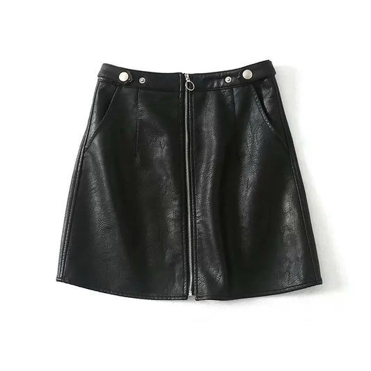 Chic High Waist PU Leather Mini Skirt