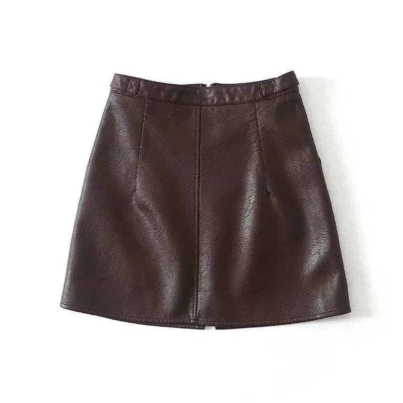 Chic High Waist PU Leather Mini Skirt